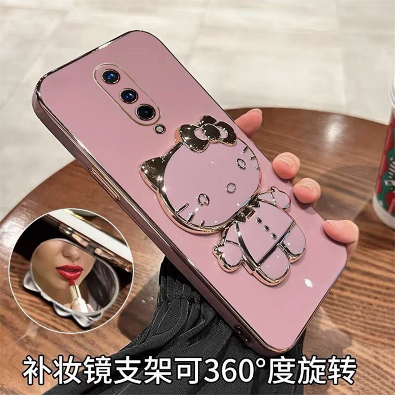 一加8手机壳可爱猫支架oneplus8pro时尚补妆镜面保护套1+8t全包防摔KB2000网红卡通创意IN2010新款子奢适用于