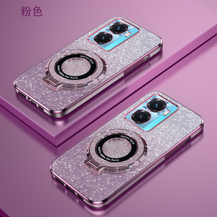 vivoY77渐变闪粉手机壳高端时尚步步高y77e高级感潮牌新款学生创意磁吸支架超薄软壳简约电镀防摔保护适用于