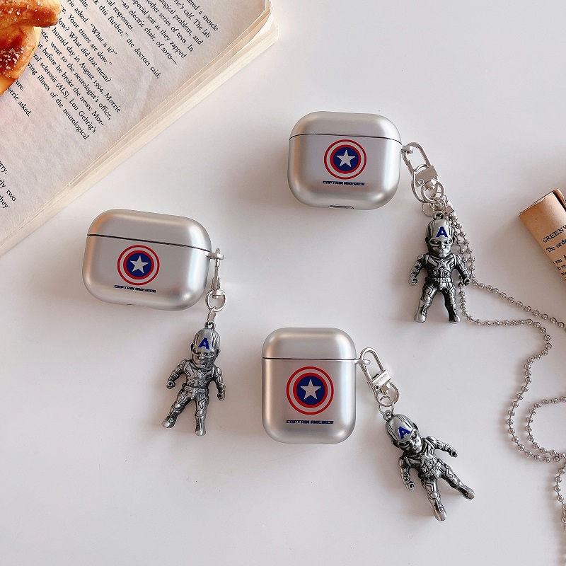 美国队长适用AirPods1/2/3代苹果airpodspro一二代蓝牙无线耳机壳四代保护套2024年新款三代4代磨砂哑光软壳