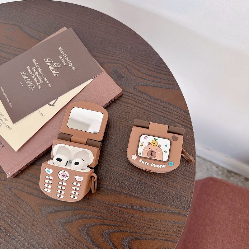卡通卡皮巴拉翻盖机适用AirPods1/2代苹果Pro2蓝牙无线airpodspro一代耳机壳硅胶二三代保护套连体四代软壳34,3C数码配件,耳机保护套,淘宝优惠券,粉丝福利购,淘宝优惠卷