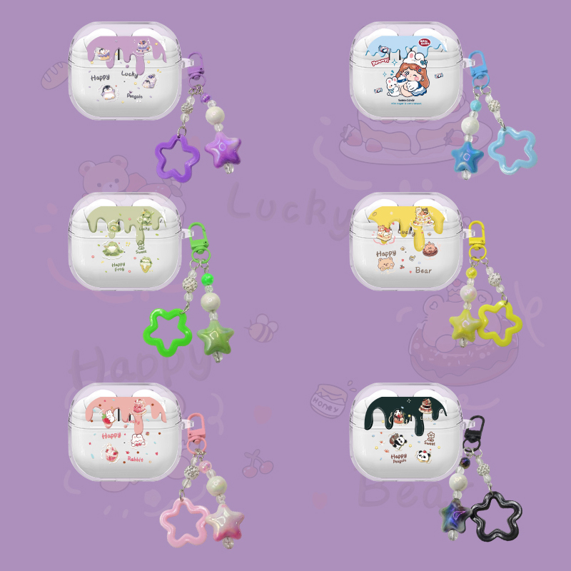 卡通熊猫小兔企鹅适用三星Galaxy Buds3pro蓝牙无线耳机壳buds3fe保护套buds3软壳tpu分体充电仓galaxy透明盒