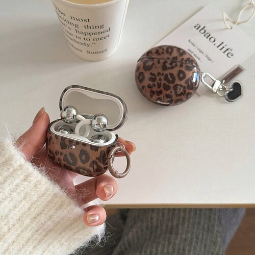 棕色豹纹华为三星分体耳机套新款