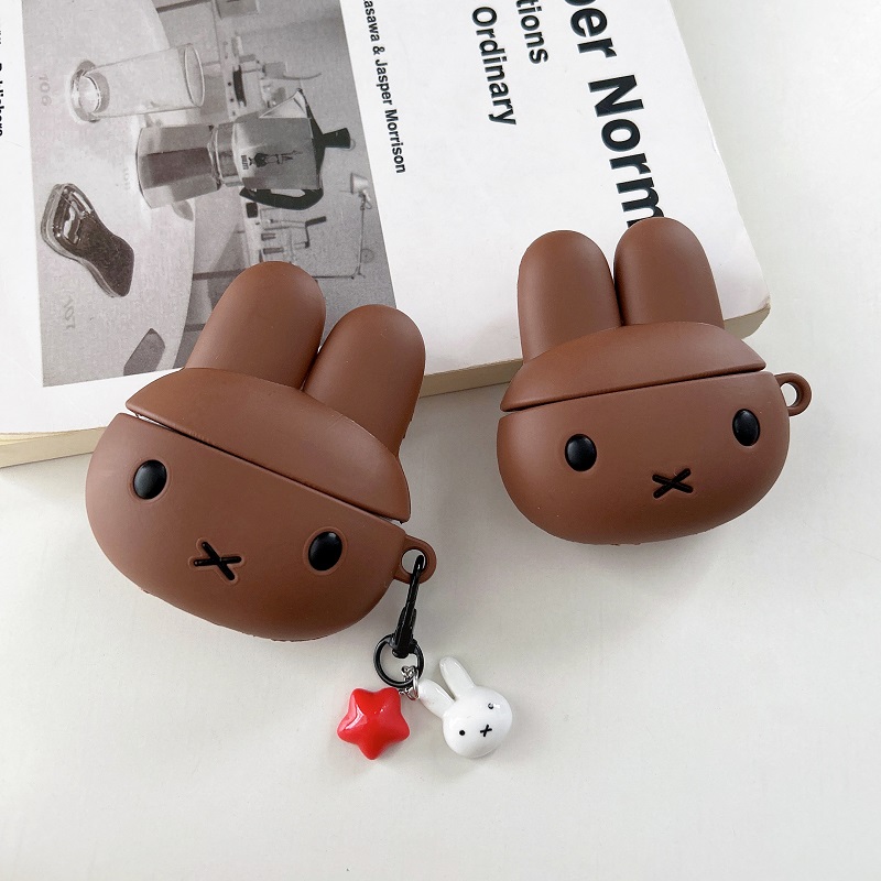 咖色巧克力米菲兔适用华为freeclip2蓝牙7i耳机壳se4 anc保护套Freebuds Pro3/Pro4硅胶5i6i软壳se2se3pro2+