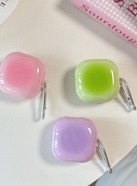 小清新晕染紫色粉色绿色适用三星buds2pro蓝牙无线耳机壳Galaxy Budsfe分体保护套budslive亮面budspro简约