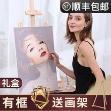 饰画 数字油画diy定制油彩填色填充人物照片手工绘情侣走心礼物装