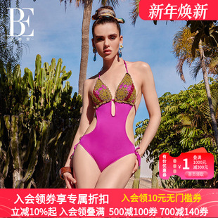 BE范德安性感遮肚泳衣女聚拢露背显瘦ins风三角连体时尚 度假泳装