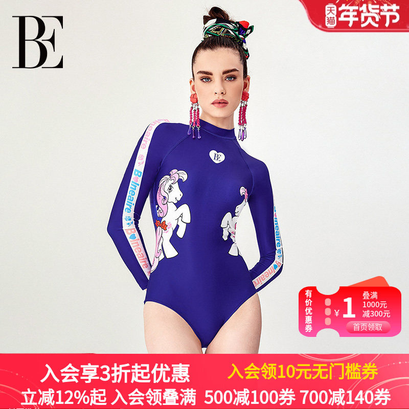 BE范德安联名系列马年新品连体泳衣三角女士长袖防晒塑身