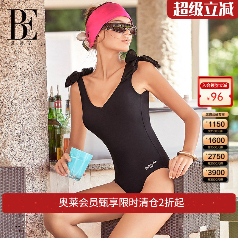 BE范德安ins风系绳设计三角连体泳衣 视觉瘦身 深V美背时尚泳装