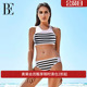 BE范德安泳衣女小胸聚拢黑白条纹拼接修身 显瘦ins风比基尼游泳衣
