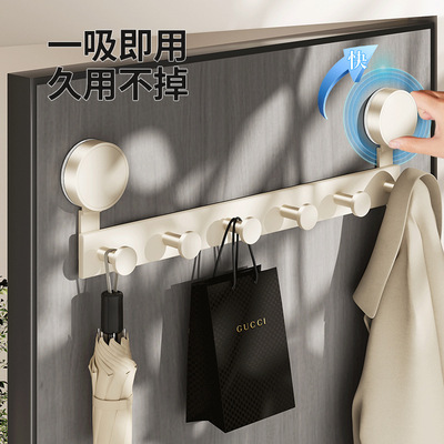 吸盘门后挂钩一排卫生间免打孔强力粘胶无痕粘钩墙壁上衣服挂衣架