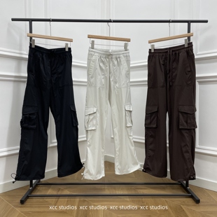 速干细条纹工装 美式 裤 宽松显瘦伞兵直筒女款 lulu同款 丢丢裤 新款