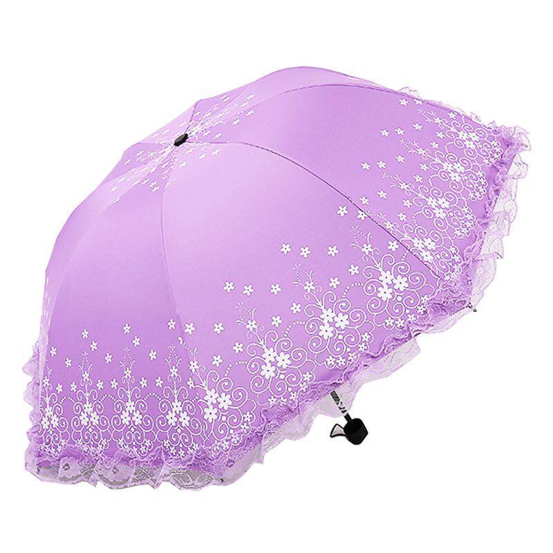 雨伞女折叠伞太阳伞晴雨两用伞防晒防紫外线蕾丝公主遮阳伞三折伞