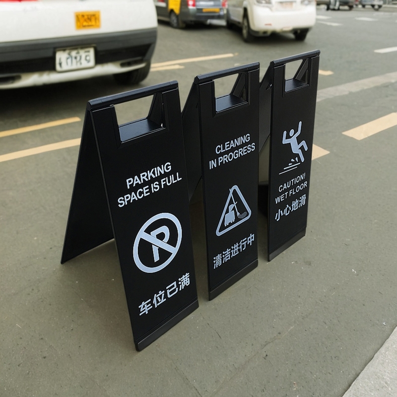 不锈钢a字停车牌禁止停车请勿泊车提示牌小心地滑专用车位警示牌