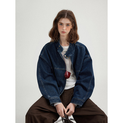 2910# Letm‘cleanfit’复古单宁水洗牛仔立领小版型牛仔夹克外套