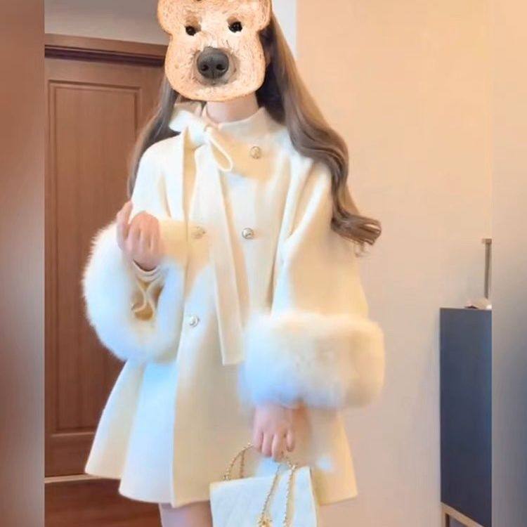 富家千金感斗篷大衣女秋冬宽松设计感小个子新款毛呢外套,女装/女士精品,大码呢大衣,淘宝优惠券,粉丝福利购,淘宝优惠卷