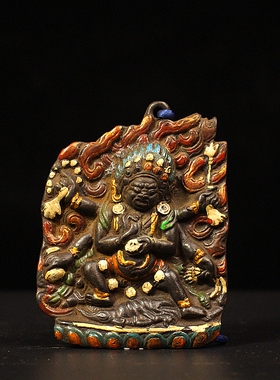 纯铜手工玛哈嘎拉佛堂挂件
