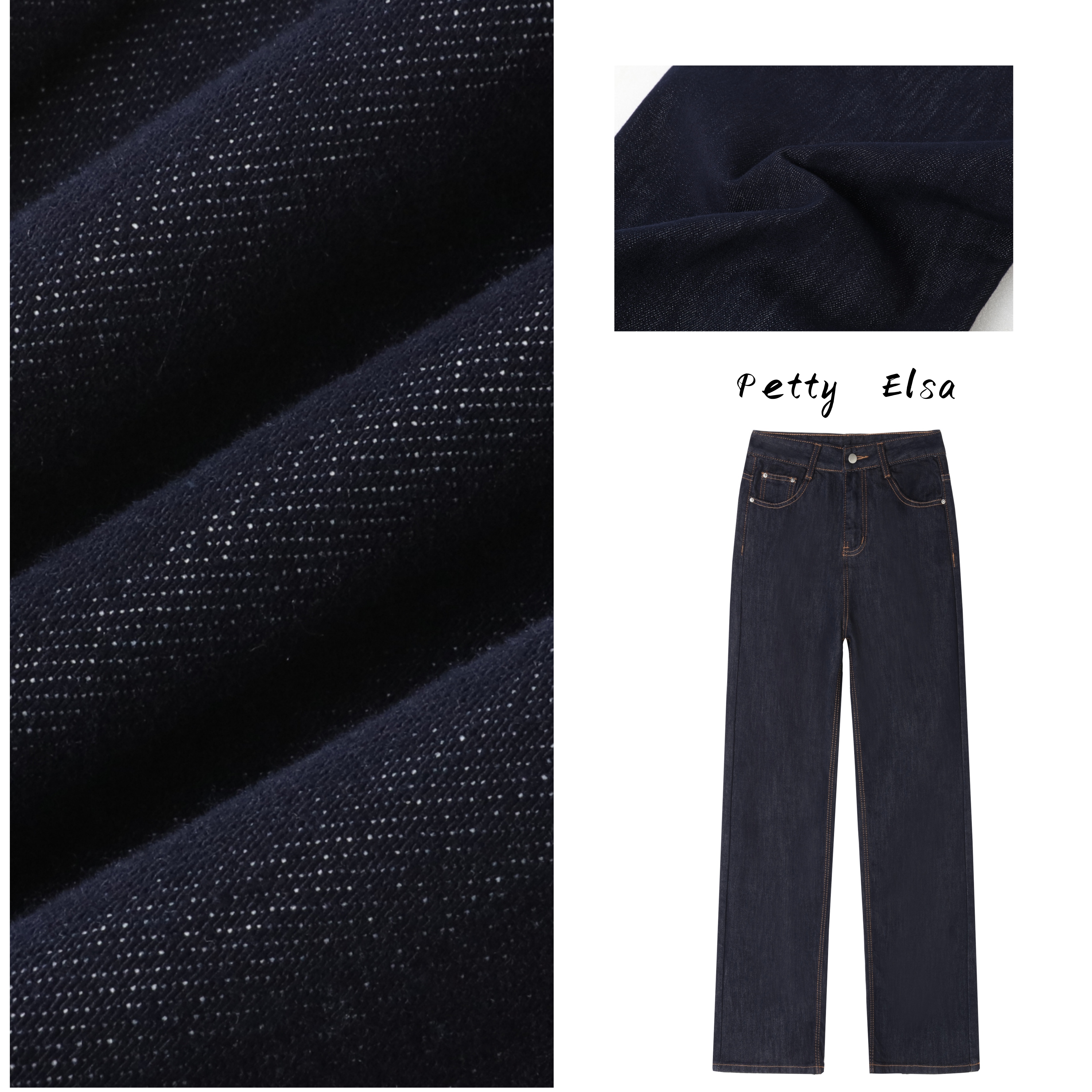 petty窄版复古丹宁蓝牛仔裤