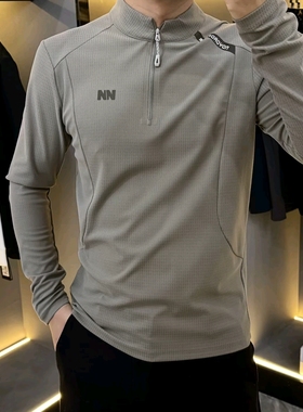 2025秋季新款男士时尚立领长袖T恤休闲百搭爆款高端气质打底35153