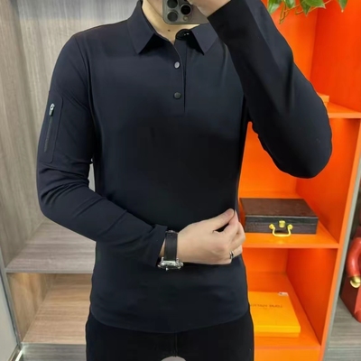 新款男士简约翻领长袖T恤