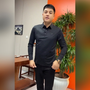 新款 潮流帅气小众男装 冬季 T恤高端精品时尚 加绒翻领长袖 2025男士