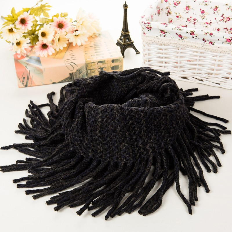 2020秋冬季韩国流苏针织脖套女士冬天韩版保暖毛线围脖套头潮加厚