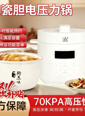 小厨人陶瓷胆电压力锅0涂层高压锅小型家用柴火饭出口美国110V
