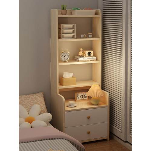 床头柜书架卧室家用简约现代床边架子加高收纳柜储物柜多层置物架