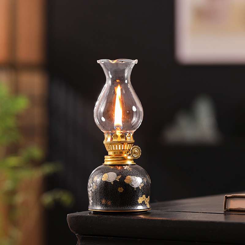 茶室怀旧复古酥油灯陶瓷煤油灯灯盏新中式书房卧室氛围灯露营灯具