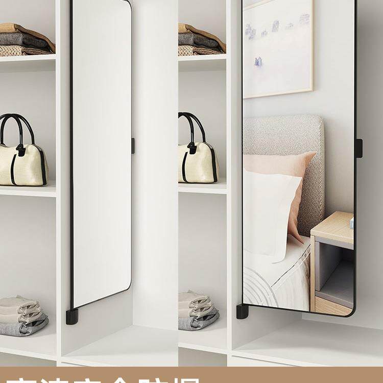 衣柜镜子内装隐形旋转平开门对开门衣橱全身试衣镜折叠穿衣镜内置