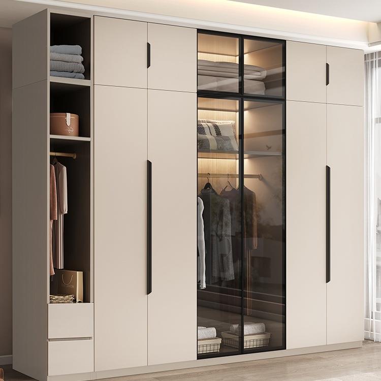 衣柜家用卧室柜子储物柜小户型可组合玻璃门收纳柜简约实木大衣橱