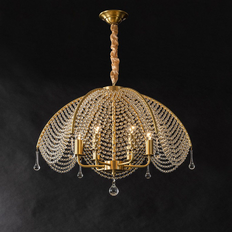 全铜水晶吊灯客厅灯轻奢大气卧室灯饰新款美式法式餐厅全屋灯具