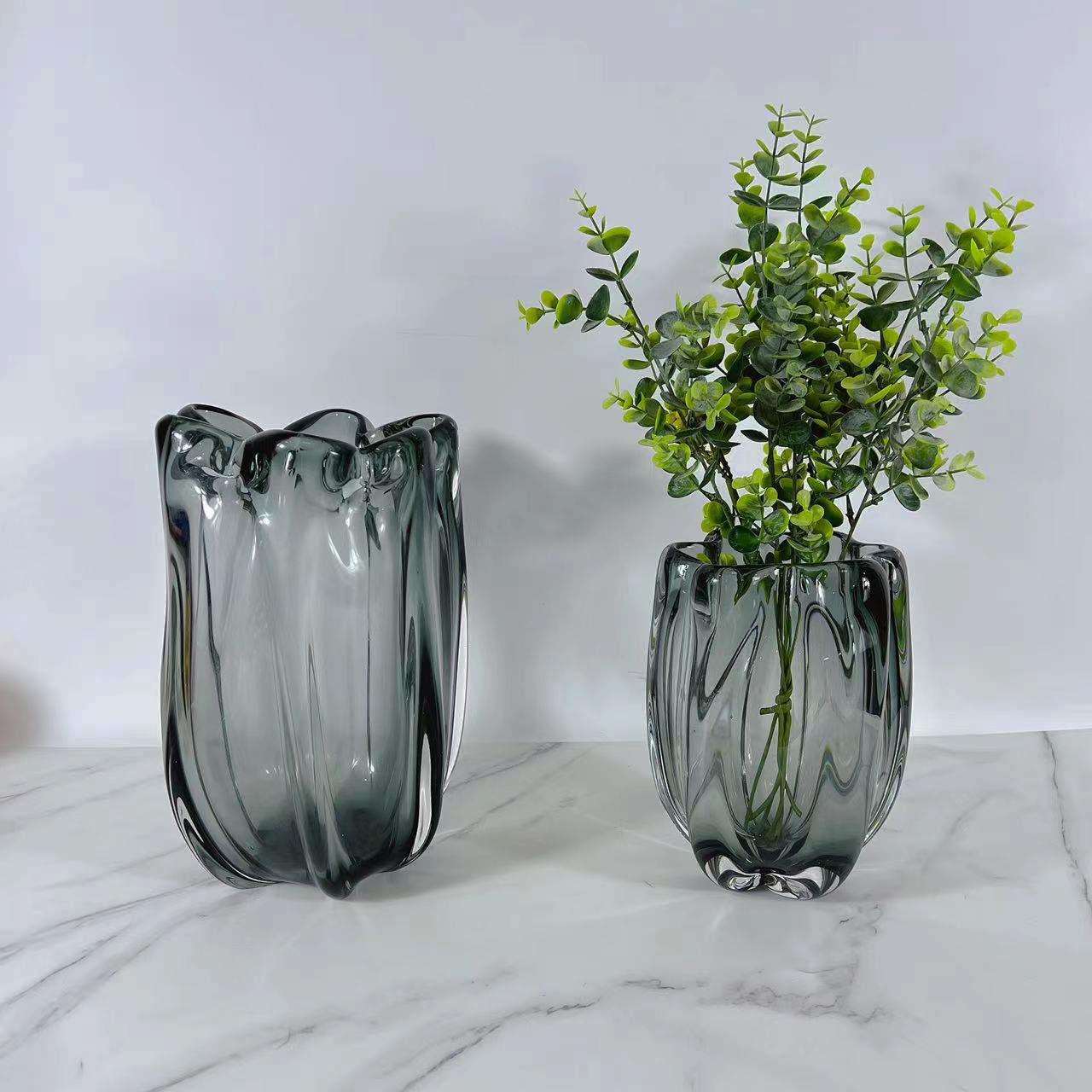 现代绿色杨桃琉璃花器售楼处客厅茶几餐厅餐桌装饰品摆件