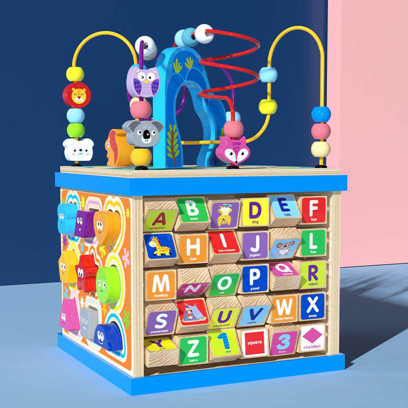 木制儿童早教多功能大号绕珠串珠百宝箱益智宝宝0-1-2岁3玩具