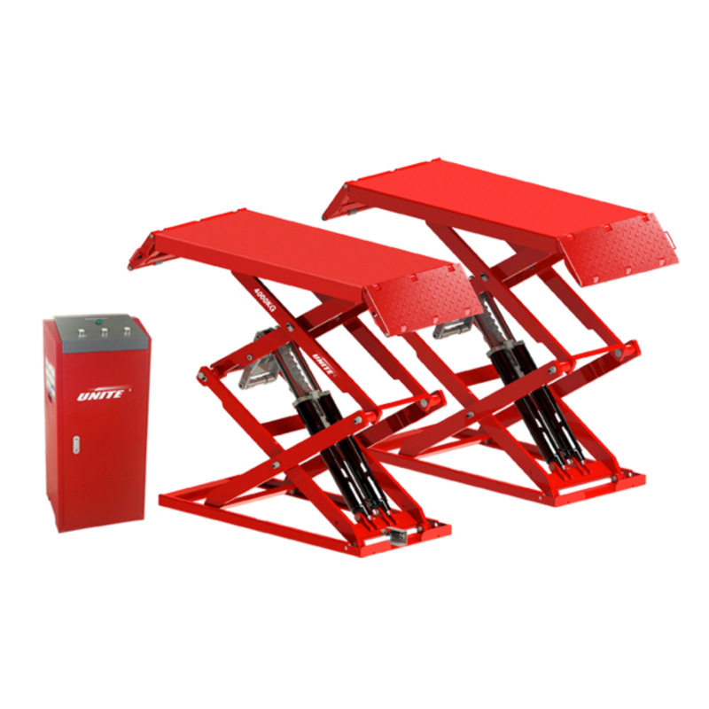 优耐特U-B40AY超薄小剪式液压举升机4吨气动解锁电磁下降汽车