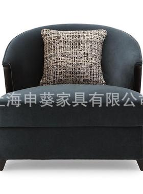 美式乡村现代风布艺轻奢单人沙发创意简约会客沙发客厅别墅样板房