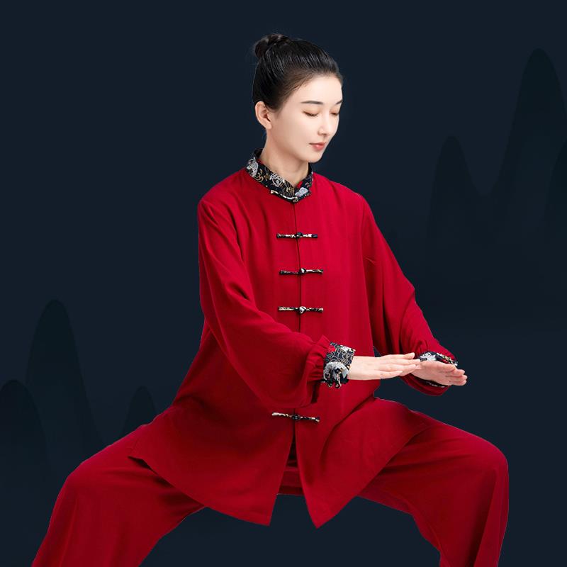 春秋团购太极服女款棉麻表演太极拳练功服装男八段锦新款