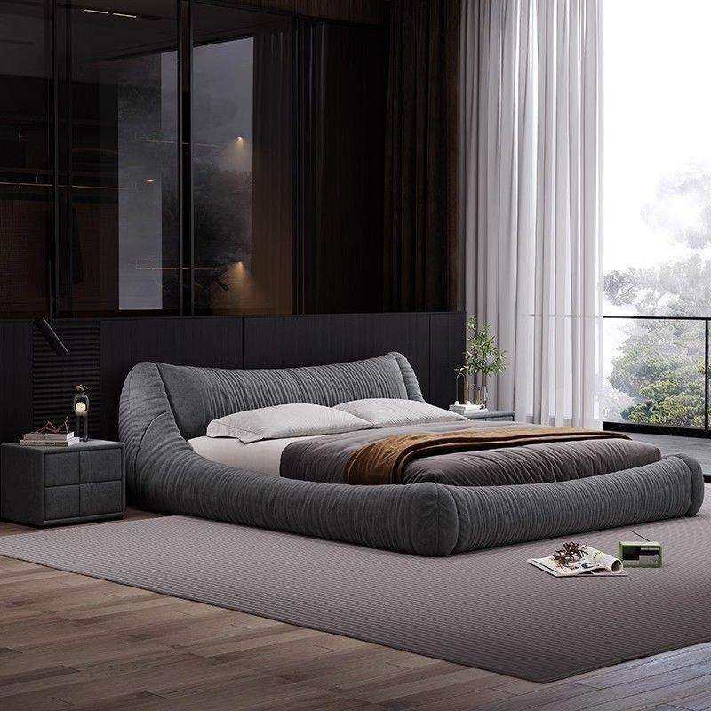 布艺床现代简约轻奢新款家用主卧大床意式极简榻榻米科技布双人床