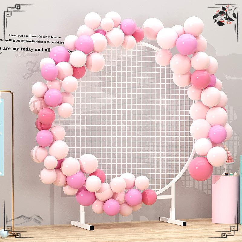 铁网格网圆形装饰网格架幼儿园作品展示易拉宝婚庆展示挂架落地网