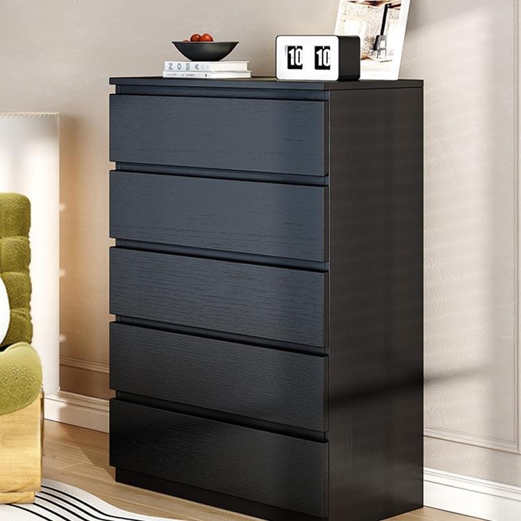 黑色五斗柜储物抽屉柜卧室阳台床尾收纳柜家用边柜置物柜客厅柜子