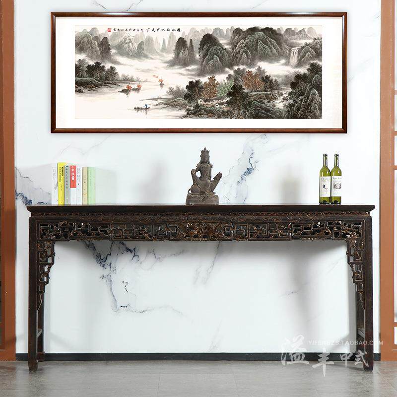 晚清老杂木雕花案台条案仿古玄关台实木供桌中式翘头案台供台