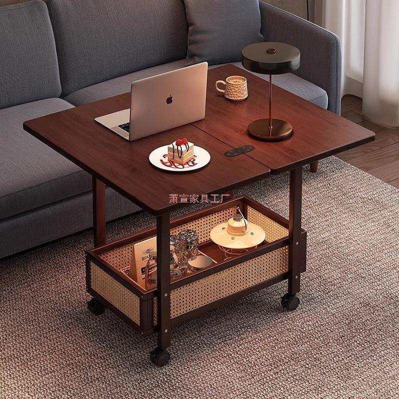 移动茶几可折叠桌子小户型客厅家用沙发阳台餐桌两用实木中古推车,鲜花速递/花卉仿真/绿植园艺,割草机/草坪机,淘宝优惠券,粉丝福利购,淘宝优惠卷