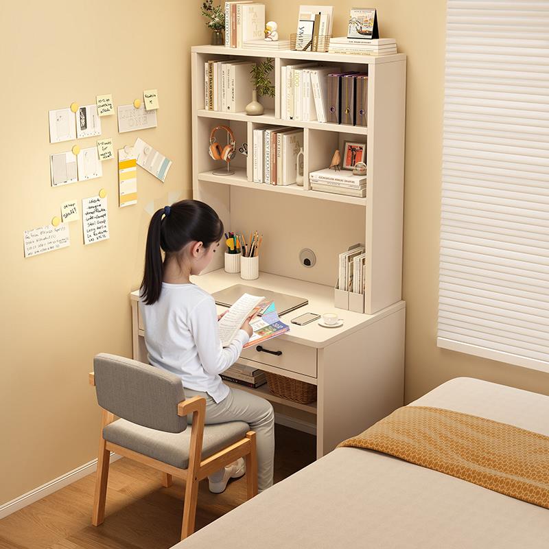 书桌书架一体桌学生家用学习写字桌卧室办公电脑桌小户型靠墙窄桌