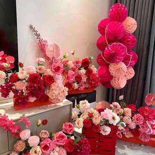 结婚浪漫婚礼布置花艺客厅卧室床头仿真花婚房用品花束装饰摆件