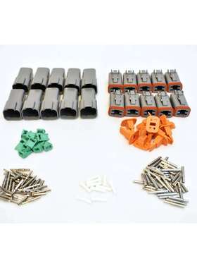 DT连接器灰色防水电线连接器,带德国实心触点16-20AWG和密封