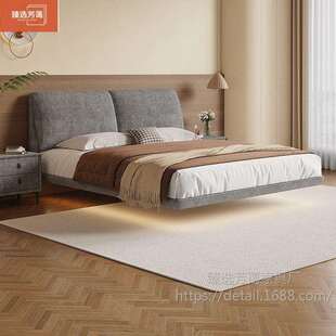 悬浮大象耳朵雪尼尔布艺床极简主卧软靠床现代双人床高级感储婚床