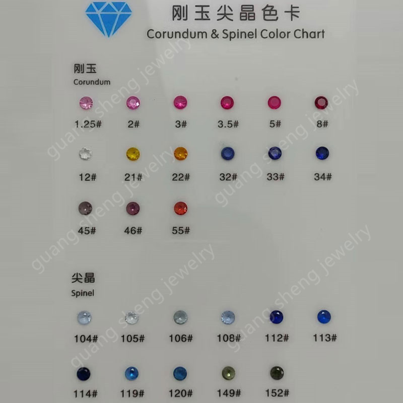 批发人造高硬度粉红黄蓝绿紫橙等色刚玉颜色卡 合成蓝色宝石色板