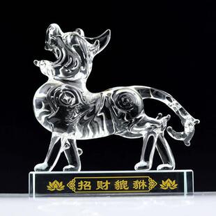招财聚财水晶透明貔貅摆件透明聚宝盆家居办公卧室客厅书房装饰品