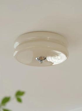 全光谱法式奶油风中古吸顶灯北欧简约美式卧室阳台过道玄关玻璃灯