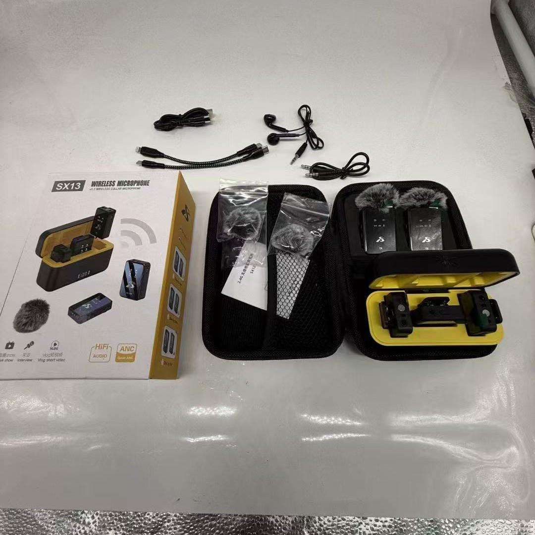 SX12双麦领夹麦克风SX13收音降噪麦克风一拖四直播无线麦克风