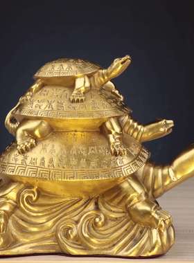 杨铜记家居办公室摆件铜龟三代龟